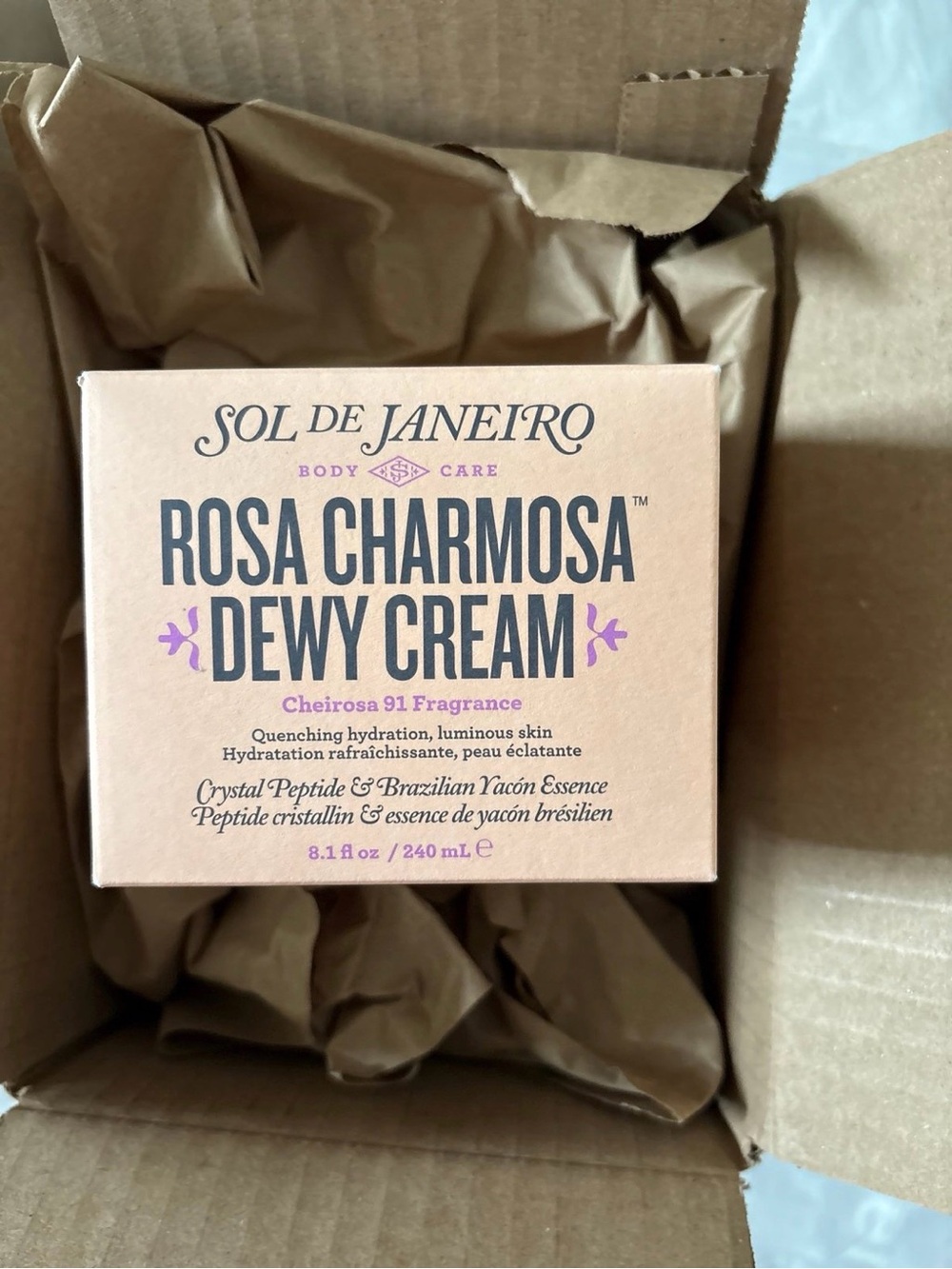 New Sol de Janeiro Rosa Charmosa Dewy Body Cream with Rosewater + Crystal Peptid